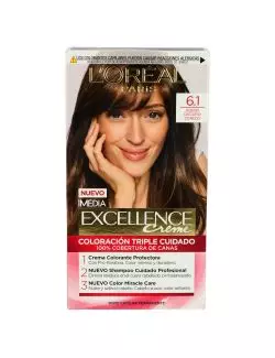 Tinte Para Cabello Loreal Paris Imédia Excellence Caja Con 7 Piezas Color Rubio Oscuro Cenizo 6.1