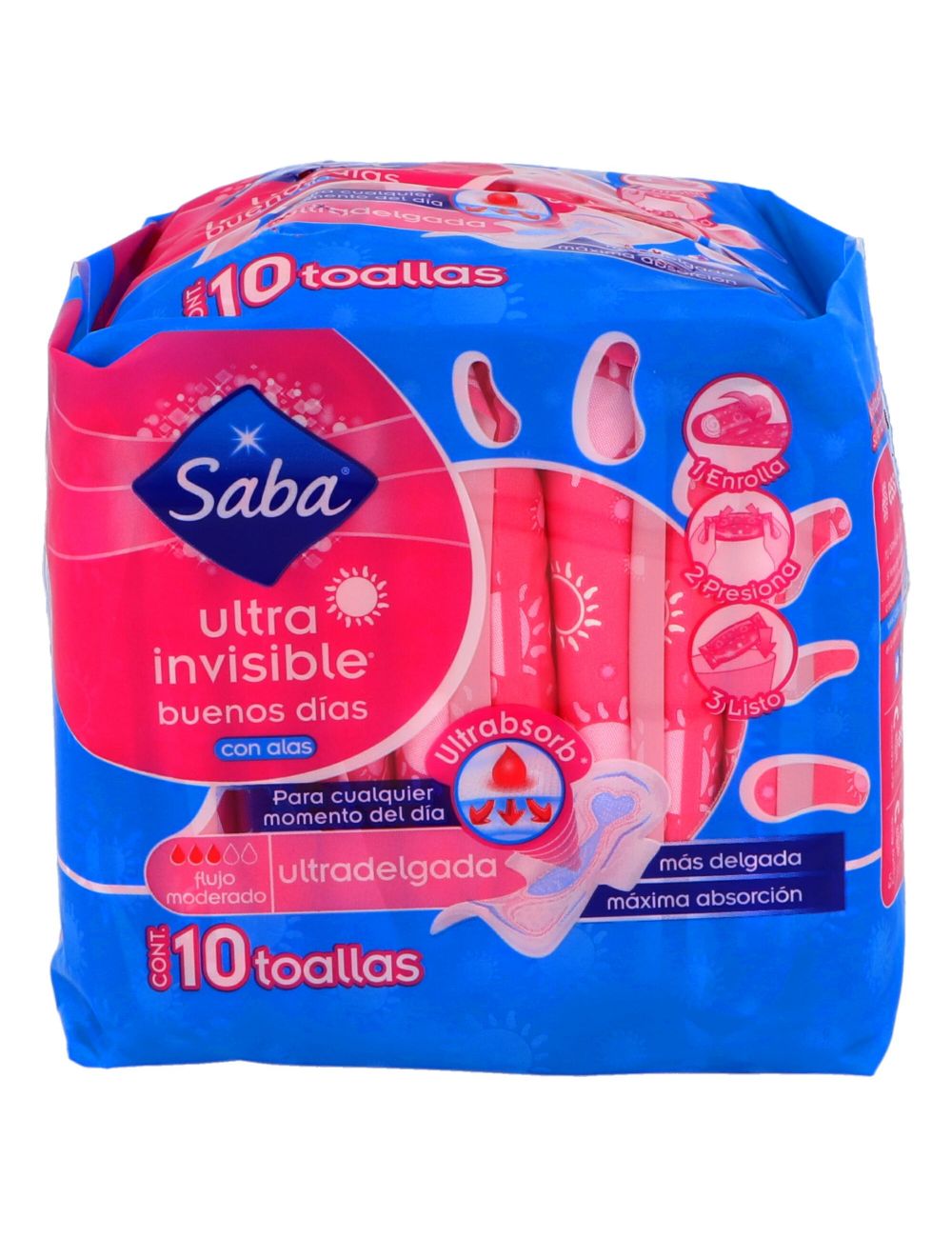 Toallas Sanitarias Saba Ultra Invisible Con Alas Empaque Con 10 Piezas