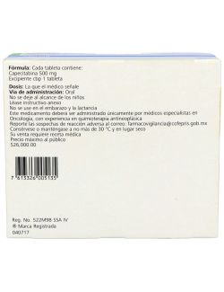 Xeloda® 500 mg (Capecitabina) - 120 Tabletas - Roche