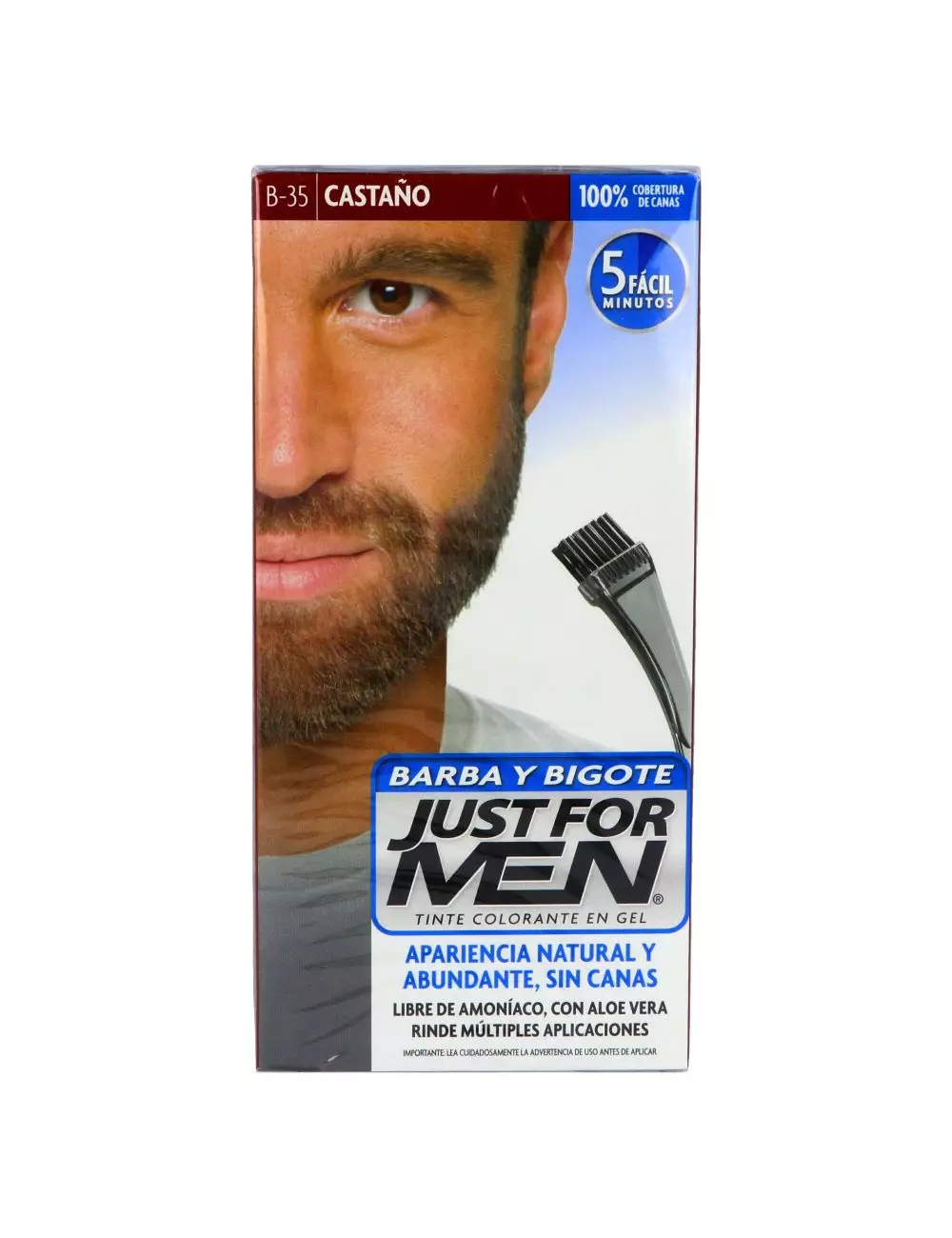 Tinte Just For Men Barba Y Bigote Color Castaño B-35