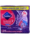 Toallas Sanitarias Saba Buenas Noches Con Alas Paquete Con 28 Piezas