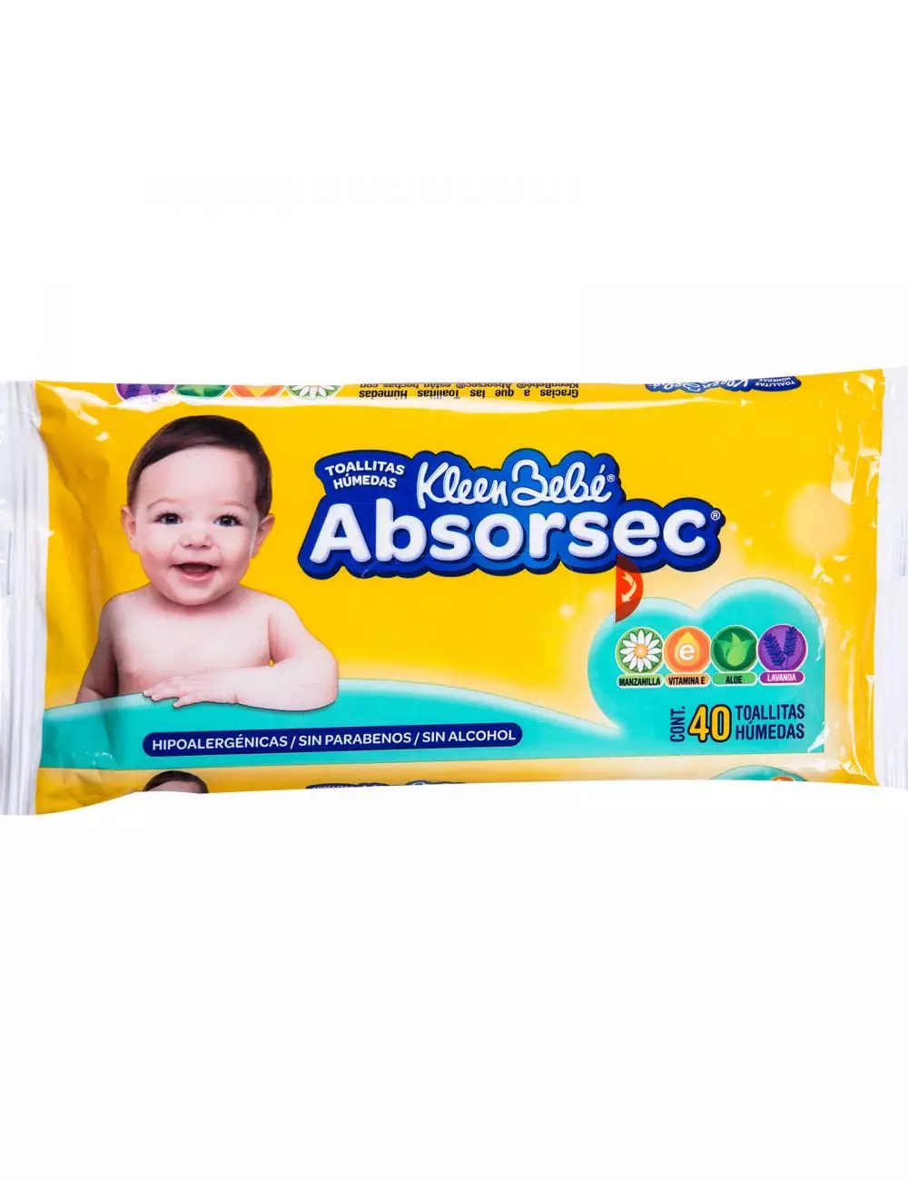 Kleen Bebé Absorsec Paquete Con 40 Toallitas Húmedas
