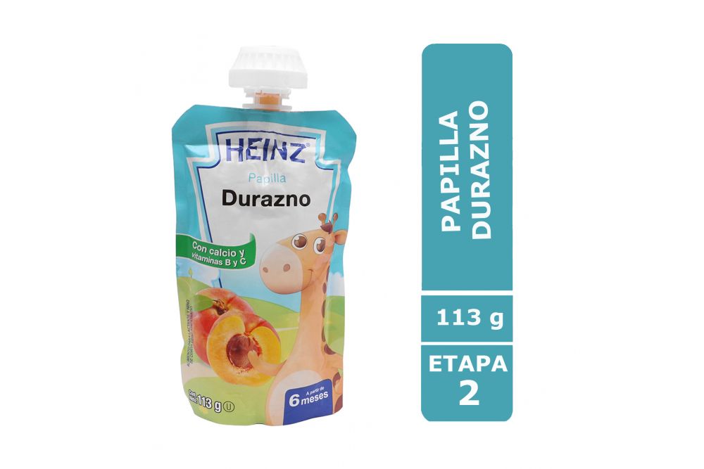 Papilla Heinz Empaque Flexipack Sabor Durazno Con 113 g