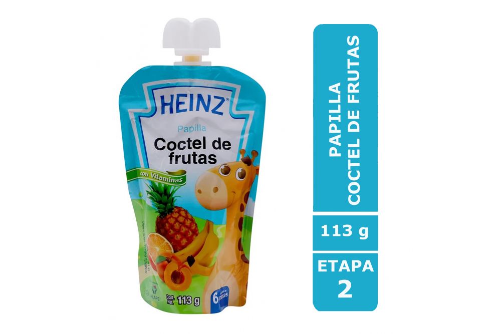 Papilla Heinz Empaque Flexipack Sabor Coctel De Frutas Con 113 g