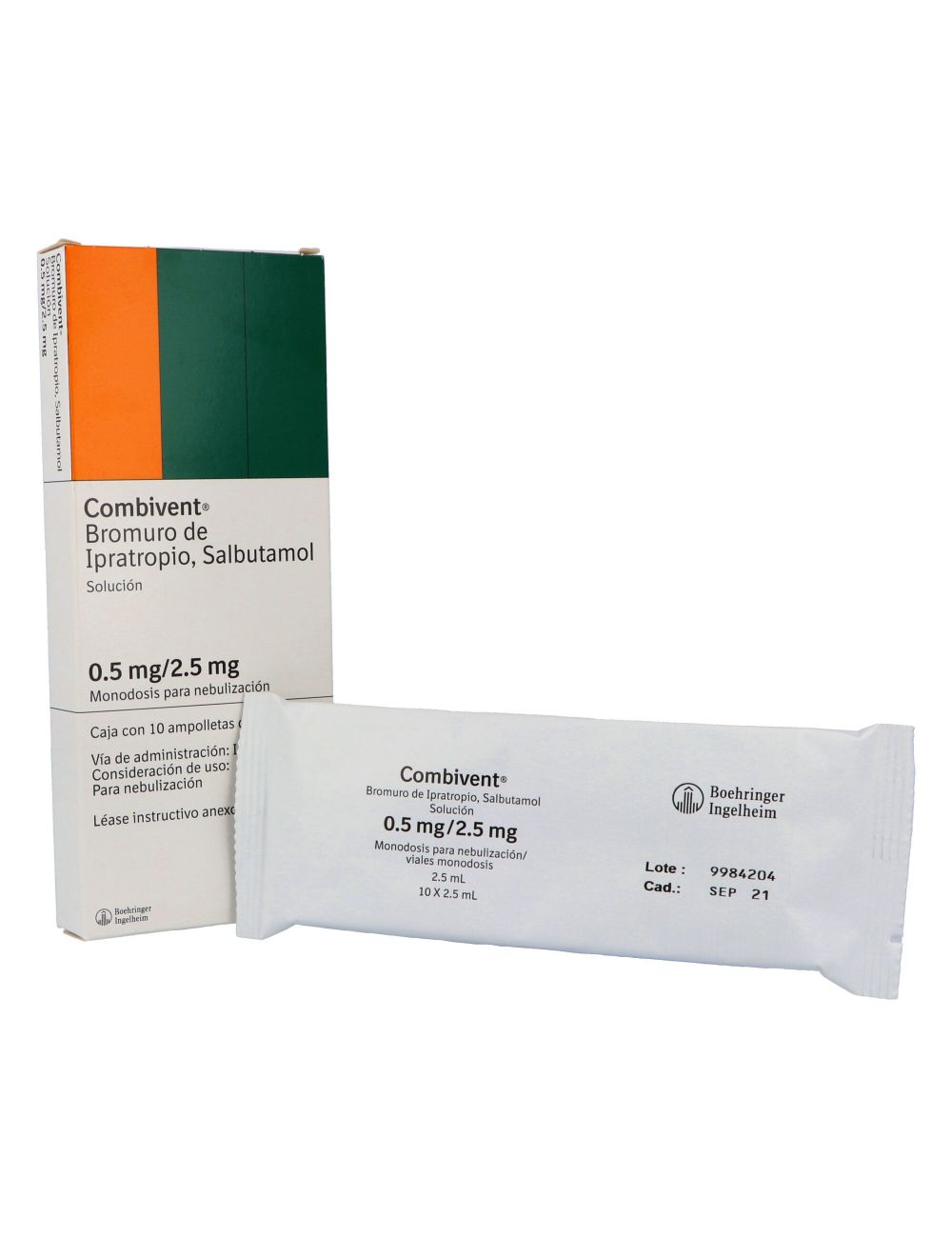 Combivent Solución 0.5 mg /2.5 mg Caja Con 10 Ampolletas Combivent Solución 0.5 mg /2.5 mg Caja Con 10 Ampolletas