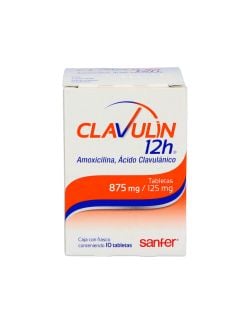 Clavulin 12 H 875 mg / 125 mg Caja Con Frasco Con 10 Tabletas -RX2