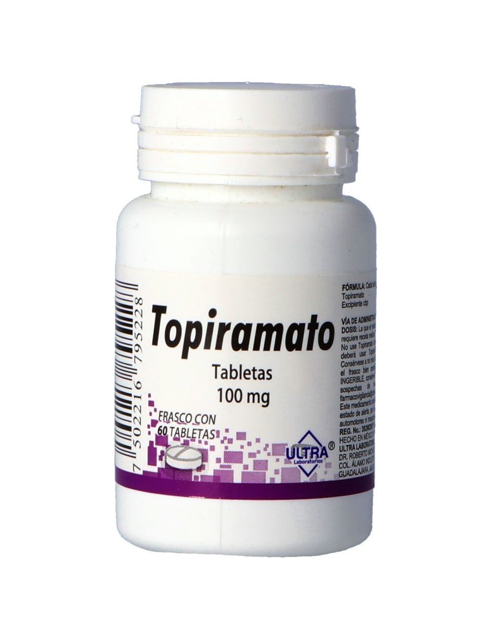 Topiramato 100 mg Frasco Con 60 Tabletas Topiramato 100 mg Frasco Con 60 Tabletas