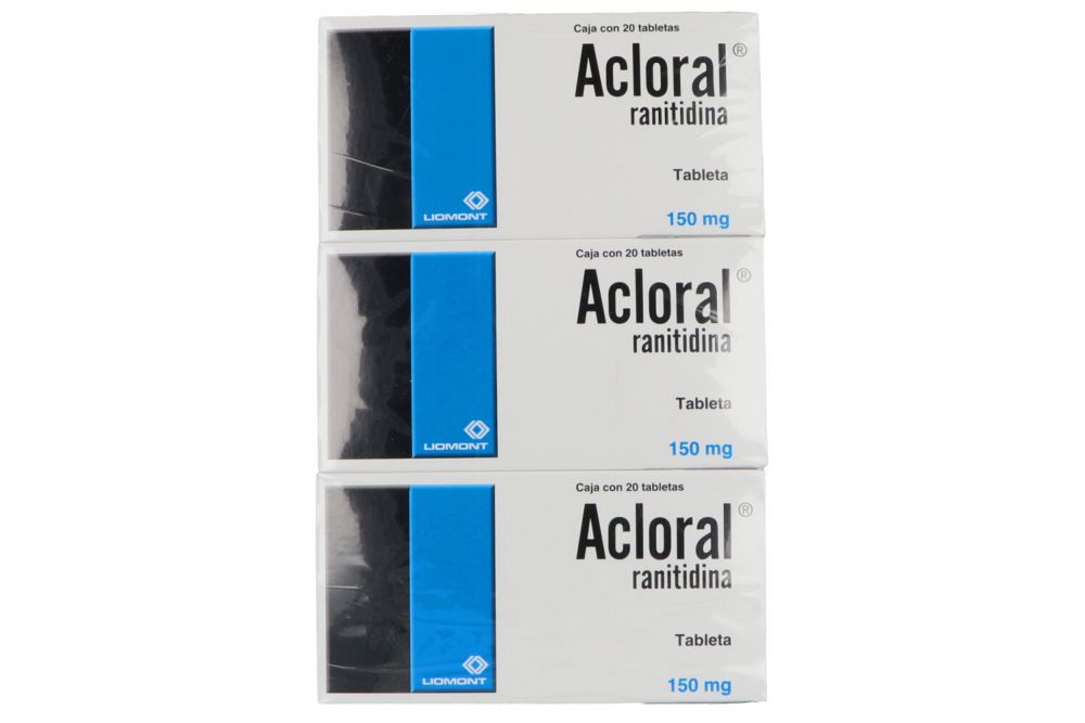Acloral Ranitidina 150 mg Caja con 20 Tabletas