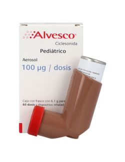 Alvesco Pediátrico 100 mg Caja Con Frasco 6.1 g De 60 Dosis y Dispositivo Inhalador