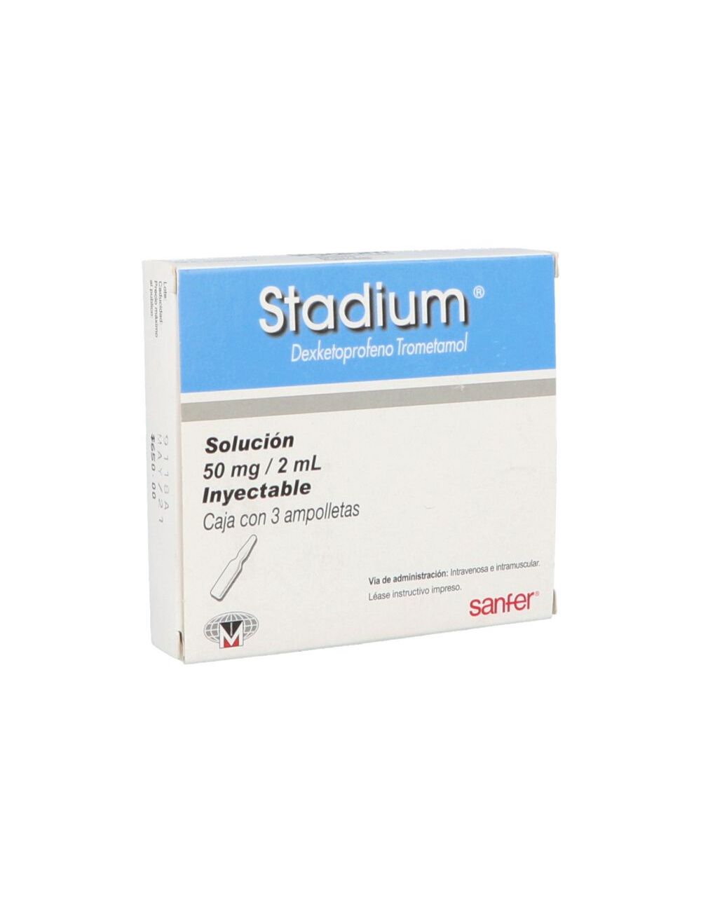 Stadium Solución Inyectable 50 mg Caja Con 3 Ampolletas analgésico para dolores Stadium Solución Inyectable 50 mg Caja Con 3 Ampolletas analgésico para dolores