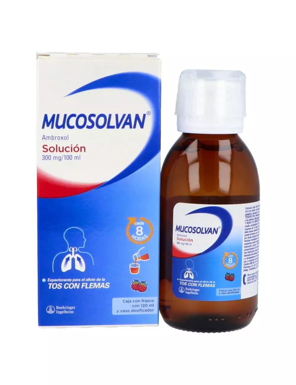 Mucosolvan Solución 300 mg /100 mL Caja Con Frasco Con 120 mL Sabor Frambuesa