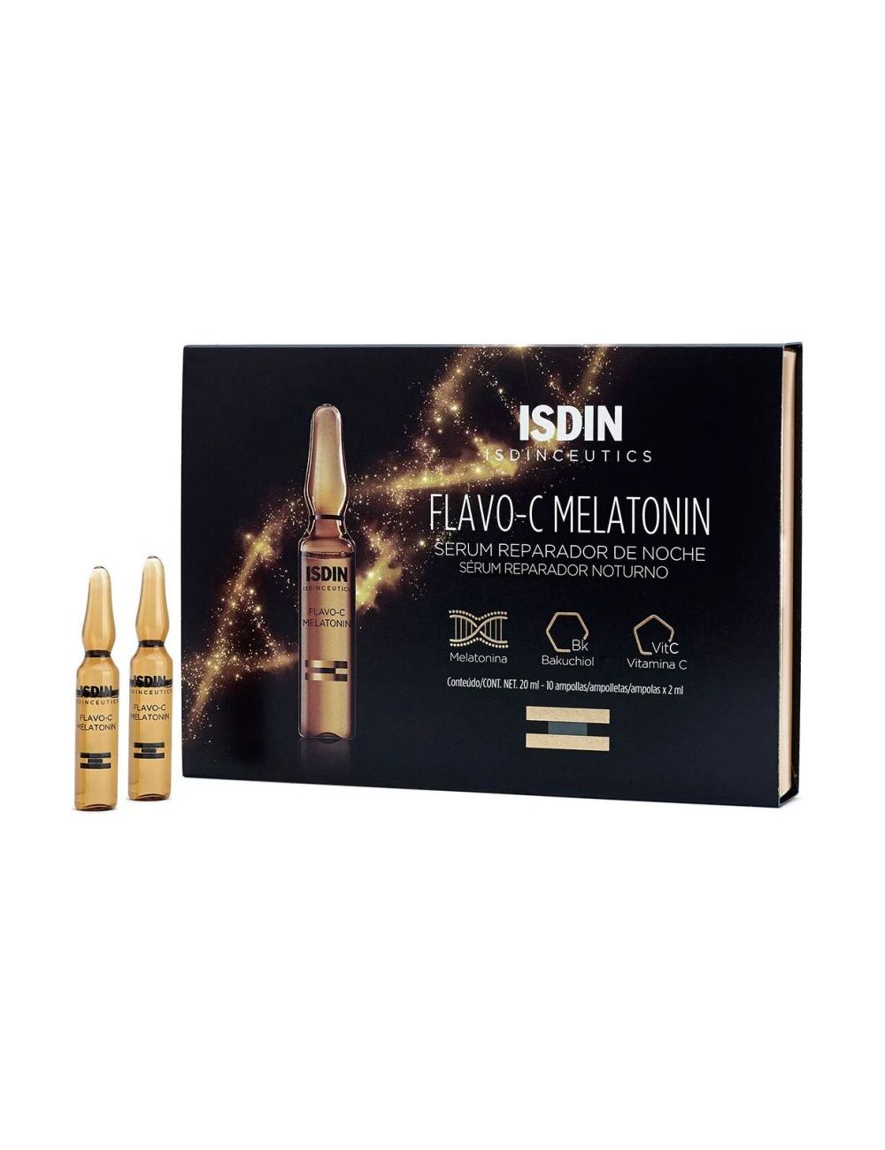 Sérum Reparador De Noche Flavo-C Isdin Caja Con 10 Ampolletas De 2 mL Sérum Reparador De Noche Flavo-C Isdin Caja Con 10 Ampolletas De 2 mL