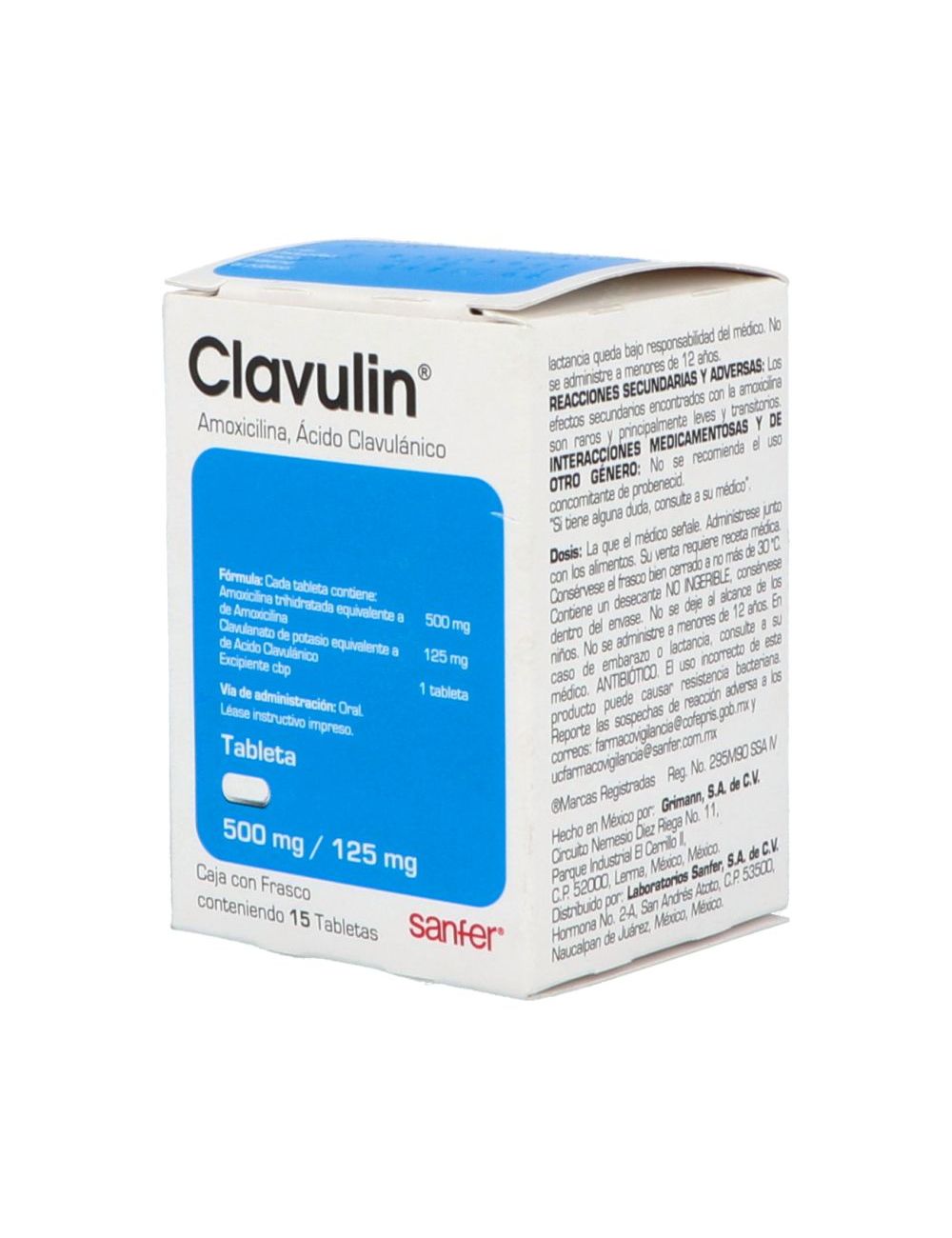 Clavulin 500 mg / 125 mg Caja Con Frasco Con 15 Tabletas - RX2 Clavulin 500 mg / 125 mg Caja Con Frasco Con 15 Tabletas - RX2