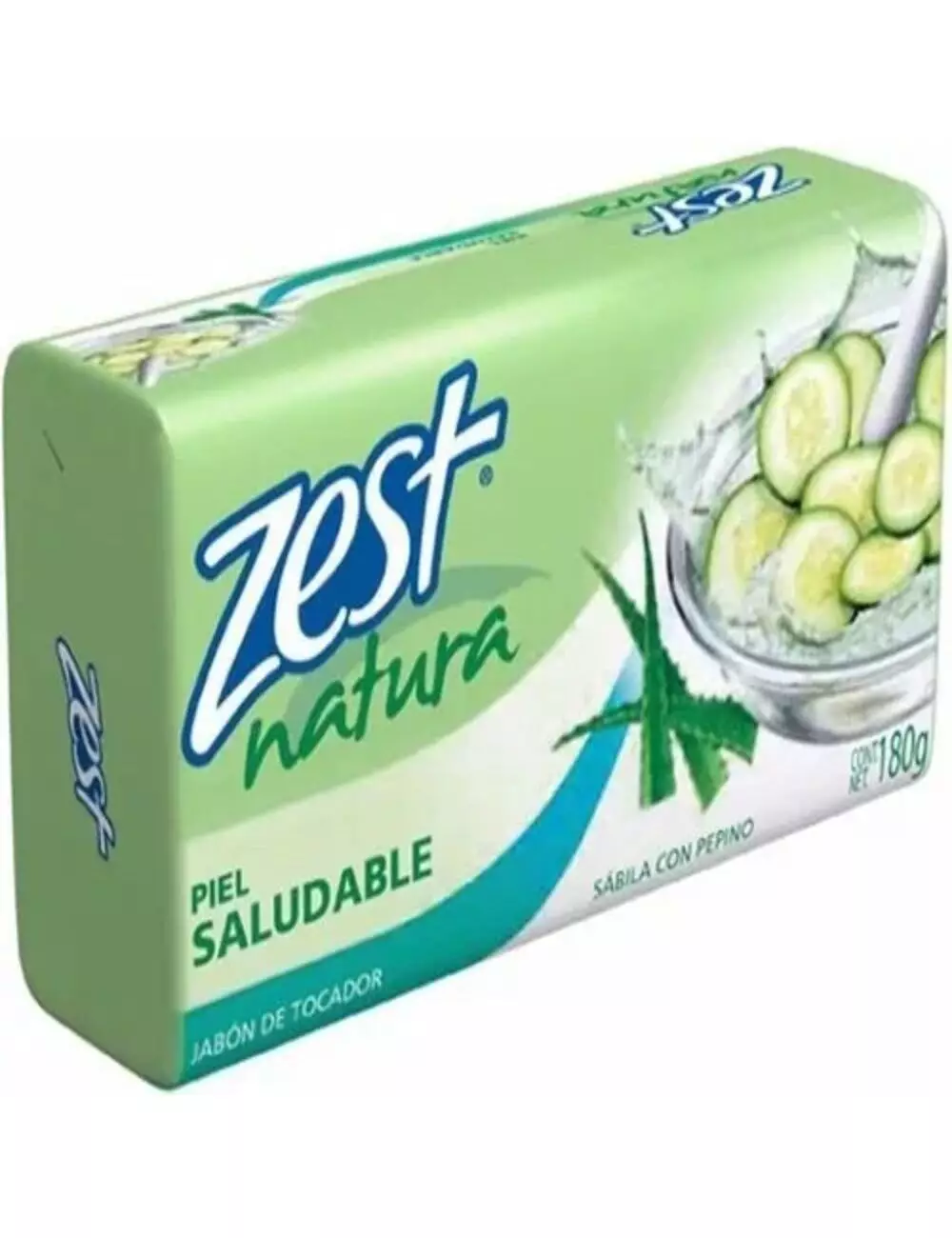 Zest Natura Jabón De Tocador Sábila Con Pepino Barra Con 180g