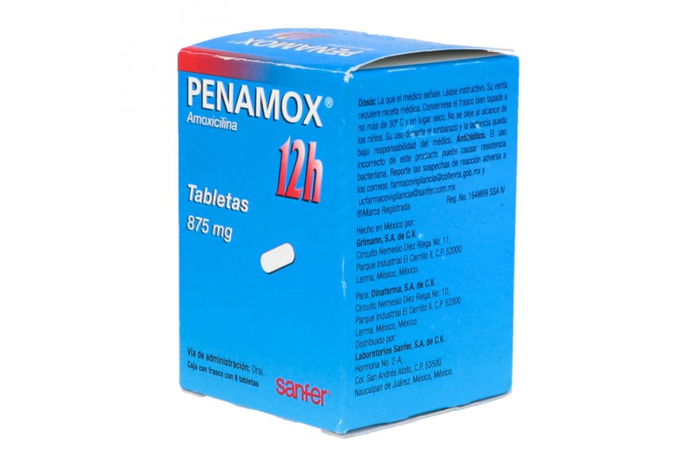 Penamox 12h 875mg Caja Con 8 Tabletas -RX2