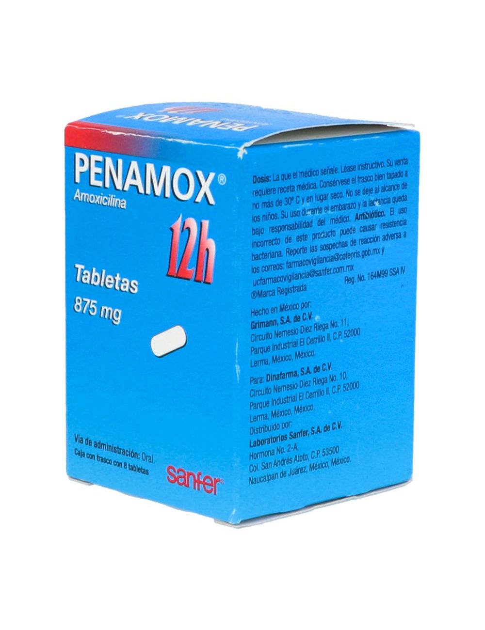 Penamox 12h 875mg Caja Con 8 Tabletas -RX2