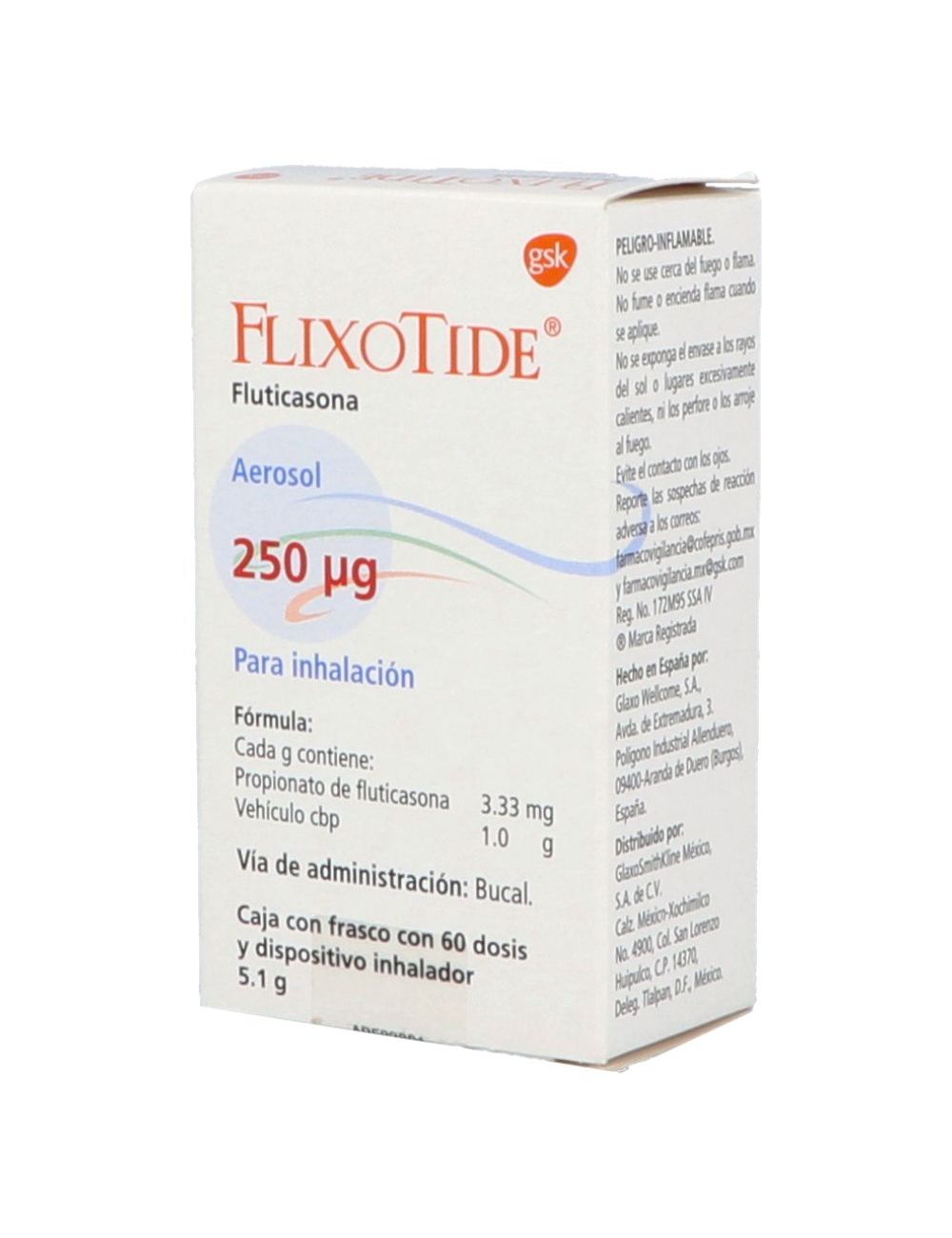 Flixotide 250 mcg Caja Con Frasco Con 60 Dosis y Dispositivo Inhalador Flixotide 250 mcg Caja Con Frasco Con 60 Dosis y Dispositivo Inhalador