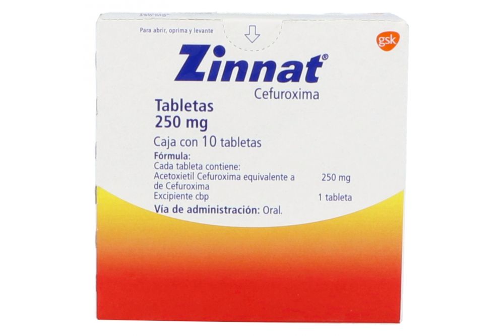 Zinnat 250 mg Caja Con 10 Tabletas -RX2