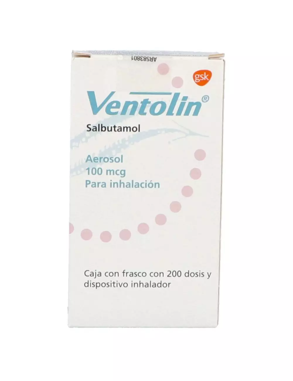 Ventolin 100 Mcg/ 18 g Frasco Con 200 Dosis y Dispositivo Inhalador