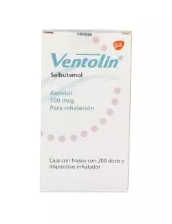 Ventolin 100 Mcg/ 18 g Frasco Con 200 Dosis y Dispositivo Inhalador