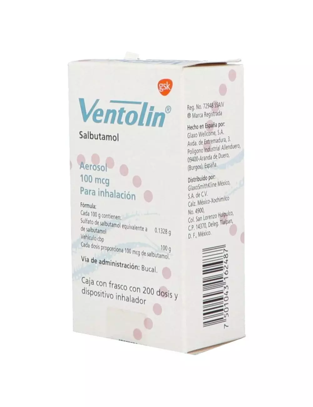 Ventolin 100 Mcg/ 18 g Frasco Con 200 Dosis y Dispositivo Inhalador Ventolin 100 Mcg/ 18 g Frasco Con 200 Dosis y Dispositivo Inhalador