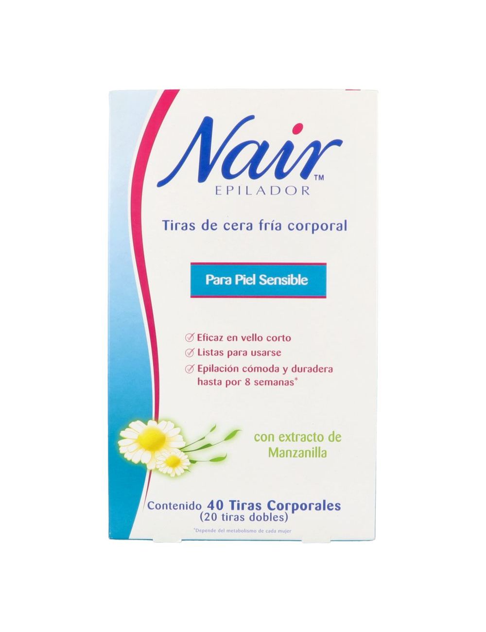 Nair Depilador Tiras de Cera fria Manzanilla Corporal 40 Tiras Corporales Nair Depilador Tiras de Cera fria Manzanilla Corporal 40 Tiras Corporales