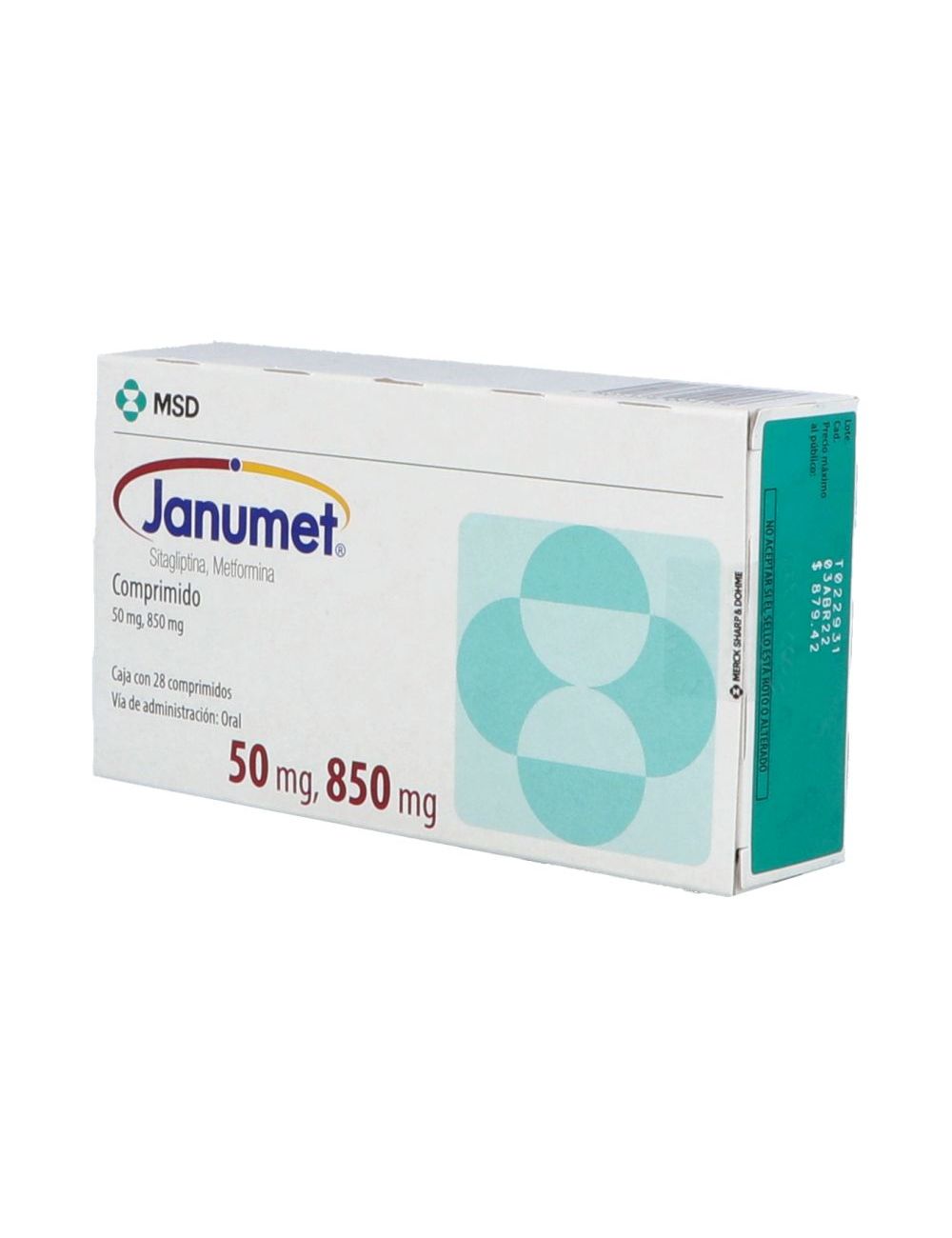 Precio Janumet 50 mg/850 mg con 28 comprimidos Farmalisto MX