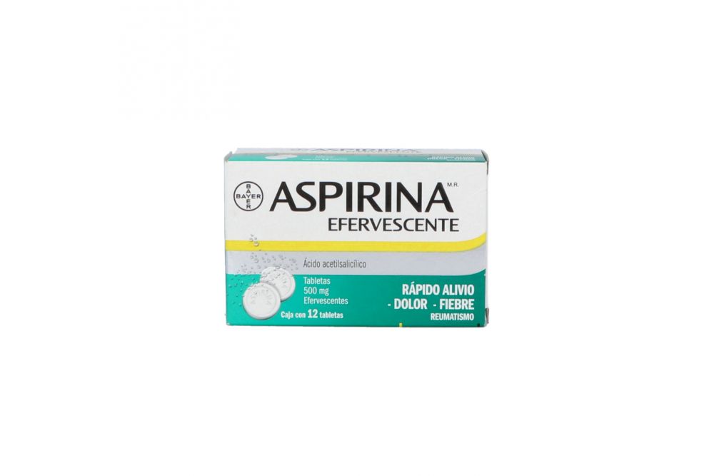 Aspirina Efervescente 500 mg Caja Con 12 Tabletas Efervescentes
