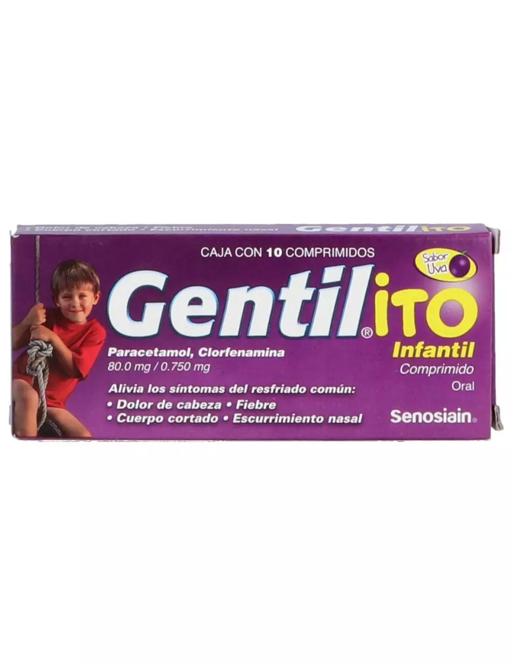 Gentilito 80.0 mg/ 0.750 mg Sabor Uva Caja Con 10 Comprimidos