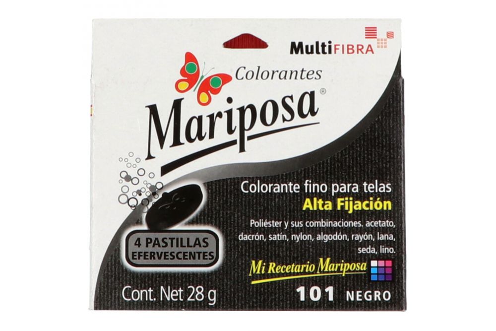 Colorante  Mariposa Color Negro 101 Caja Con 4 Pastillas