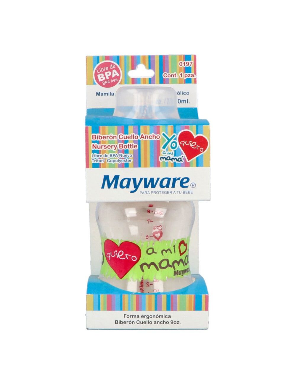 Biberon Mayware Cuello Ancho 9 Oz Caja Con 1 Pieza Biberon Mayware Cuello Ancho 9 Oz Caja Con 1 Pieza