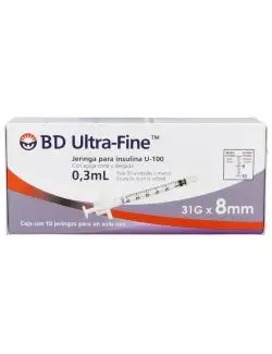 BD Ultra Fine Jeringa Para Insulina 0.3mL 31Gx8mm Caja Con 10 Piezas