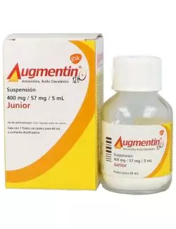 Augmentin Suspensión Junior 400mg/57mg/5mL Frasco Con Polvo 60 ml -  RX2