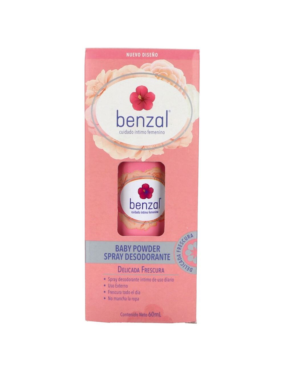 Benzal Spray Desodorante Baby Powder Caja Con Frasco Atomizador Con 60 mL Benzal Spray Desodorante Baby Powder Caja Con Frasco Atomizador Con 60 mL