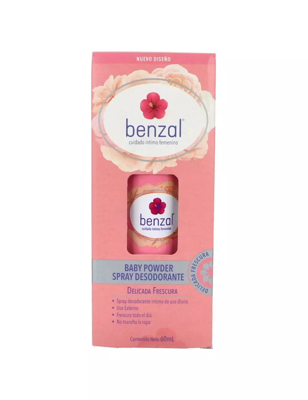 Benzal Spray Desodorante Baby Powder Caja Con Frasco Atomizador Con 60 mL