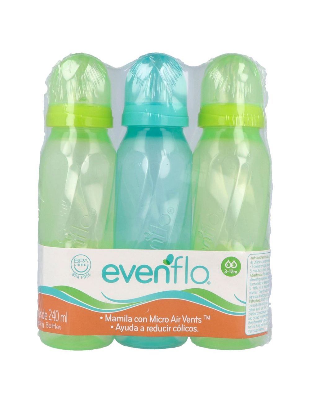 BIBERÓN EVENFLO CLASSIC 3 BIBERONES CON 240 ML BIBERÓN EVENFLO CLASSIC 3 BIBERONES CON 240 ML