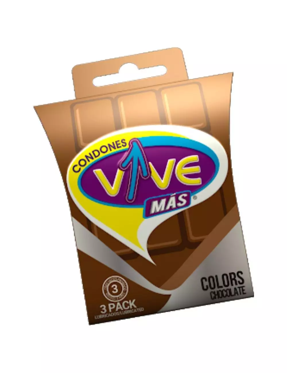 Condones VIVE COLORS Caja Con 3 Piezas Con Color Y Aroma a Chocolate