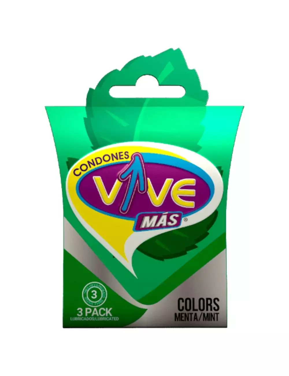 Condones VIVE COLORS Caja Con 3 Piezas Con Color Y Aroma a Menta