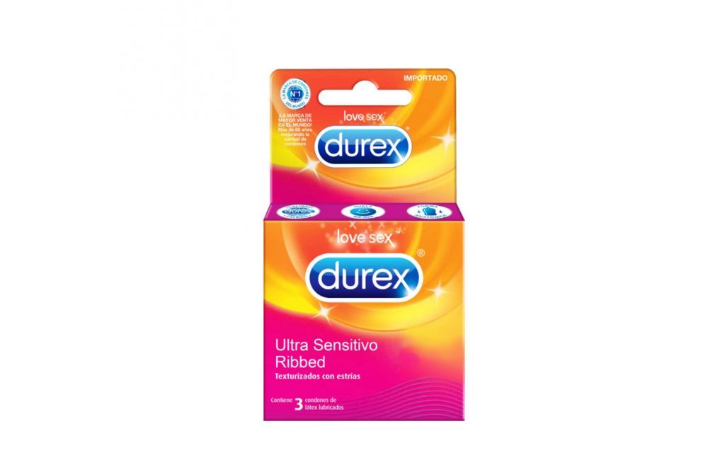 Durex Ultra Sensitivo Ribbed 3 condones