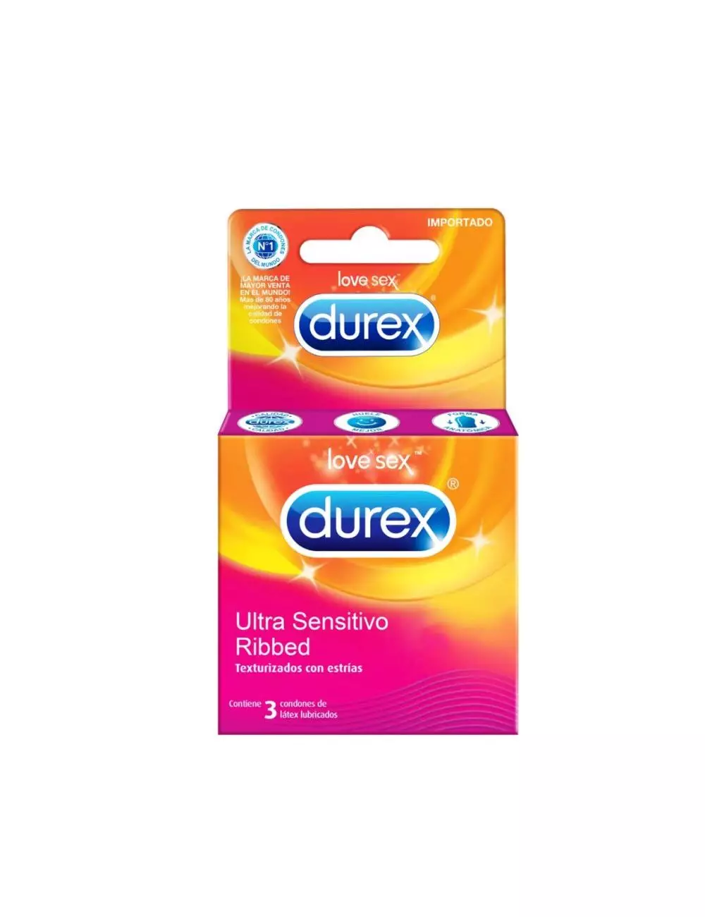 Durex Ultra Sensitivo Ribbed 3 condones