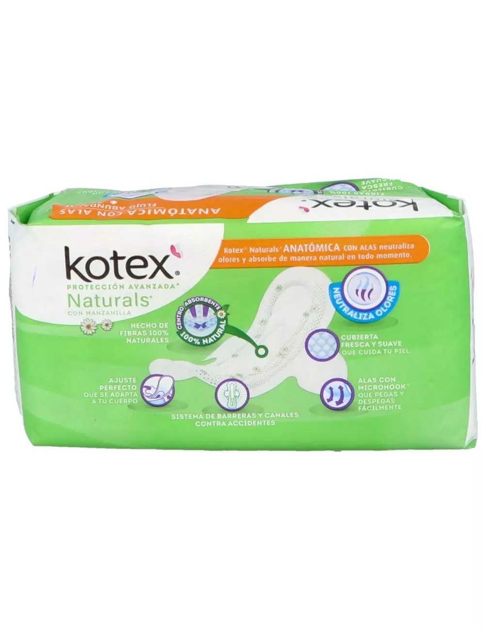 KOTEX MANZANILLA ANATÓMICA EMPAQUE CON 10 TOALLAS