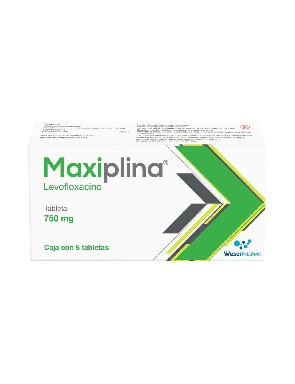 Maxiplina 750 mg Caja Con 5 Tabletas RX2 Maxiplina 750 mg Caja Con 5 Tabletas RX2