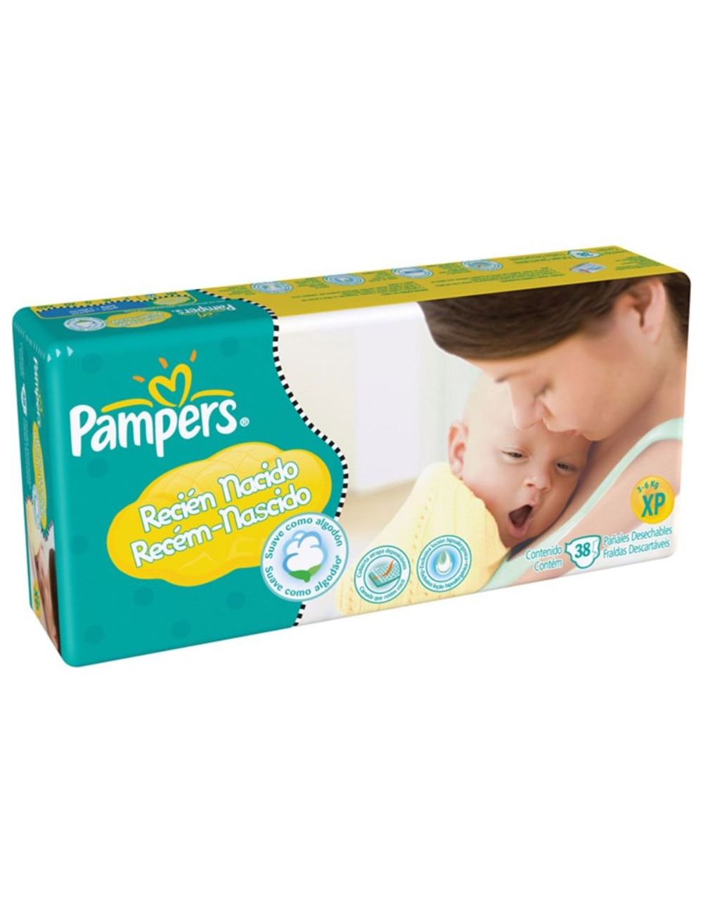 PAÑAL PAMPER  RECIEN  NACIDO  3-6 KG PACA DE 38