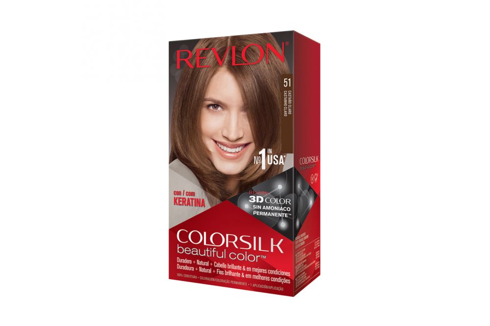 Tinte Revlon Colorsilk Castaño Claro 51 Caja Con Frasco Con 130 mL