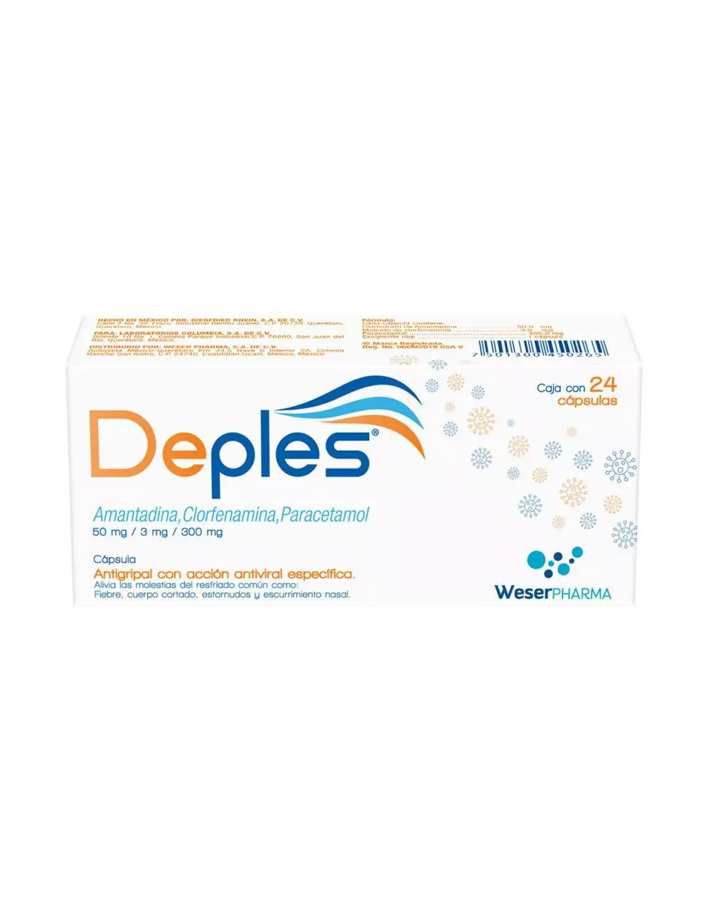 Deples Caja Con 24 Cápsulas De 50 mg/ 3 mg/300 mg