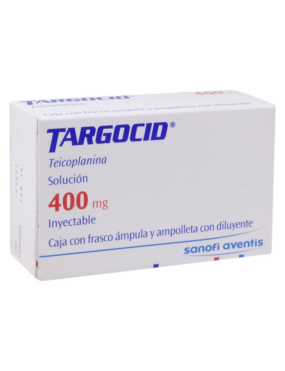 Targocid 400 mg Caja Con Frasco Ámpula 3 mL -RX2 Targocid 400 mg Caja Con Frasco Ámpula 3 mL -RX2