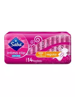 SABA INTIMA CLIP CON ALAS PAQUETE CON 14 TOALLAS – REGULAR