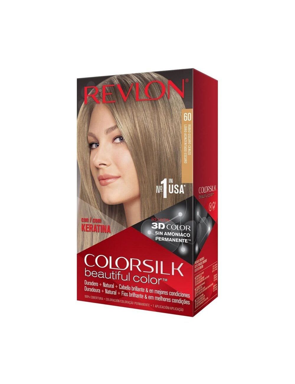 Revlon Colorsilk Tinte Permanente 60 Rubio Oscuro Cenizo Caja Con 1 Aplicación