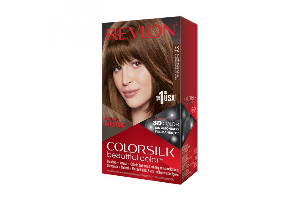 Revlon Colorsilk Tinte Permanente 43 Castaño Medio Dorado Caja Con 1 Aplicación