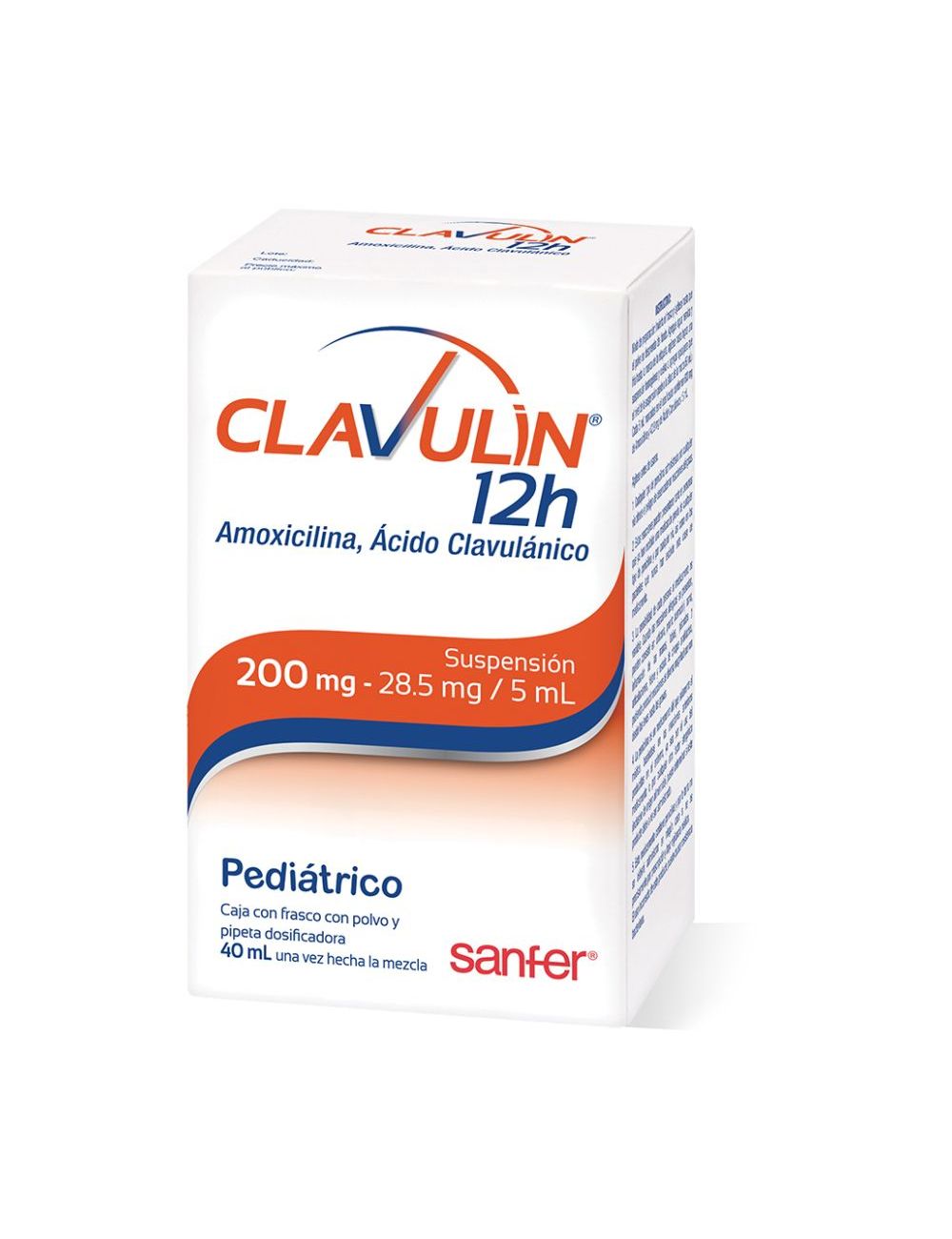 Clavulin 12 H Suspensión 200 mg Pediátrica Caja Con Frasco Con Polvo Para 40 mL -RX2 Clavulin 12 H Suspensión 200 mg Pediátrica Caja Con Frasco Con Polvo Para 40 mL -RX2